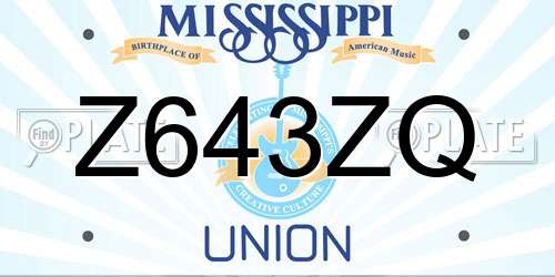 Z643ZQ Mississippi License Plate