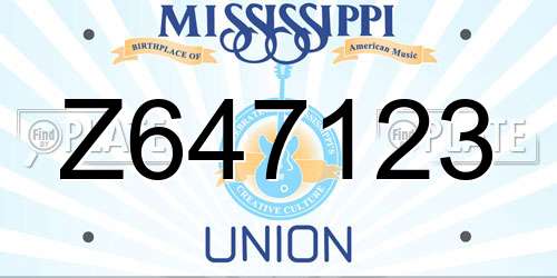 Z647123 Mississippi License Plate