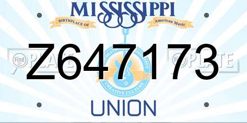 Z647173 Mississippi License Plate