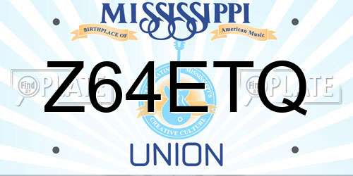 Z64ETQ Mississippi License Plate