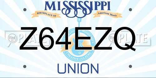 Z64EZQ Mississippi License Plate