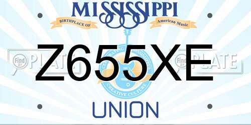 Z655XE Mississippi License Plate