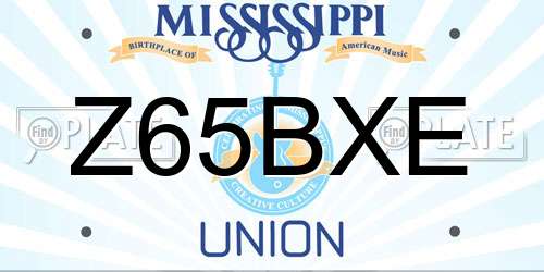 Z65BXE Mississippi License Plate