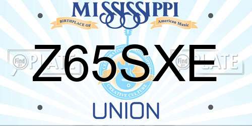 Z65SXE Mississippi License Plate