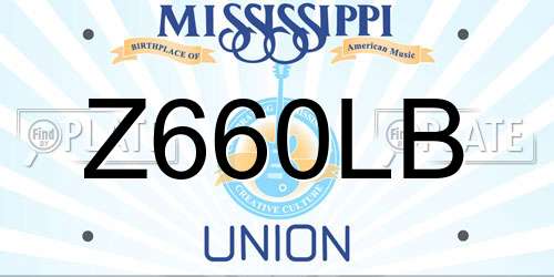 Z660LB Mississippi License Plate