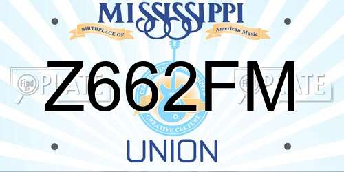 Z662FM Mississippi License Plate