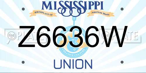 Z6636W Mississippi License Plate