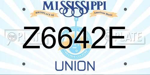 Z6642E Mississippi License Plate