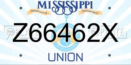Z66462X Mississippi License Plate