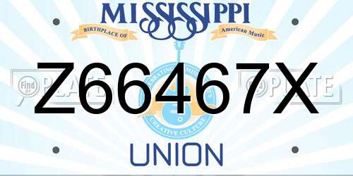 Z66467X Mississippi License Plate