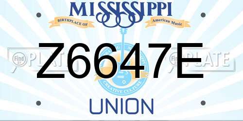 Z6647E Mississippi License Plate