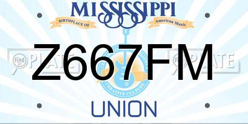 Z667FM Mississippi License Plate