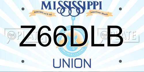 Z66DLB Mississippi License Plate