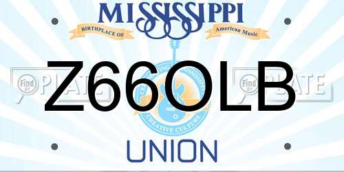 Z66OLB Mississippi License Plate