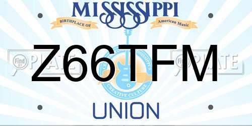 Z66TFM Mississippi License Plate