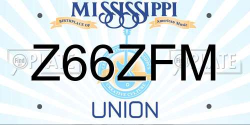 Z66ZFM Mississippi License Plate