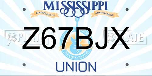 Z67BJX Mississippi License Plate