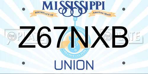 Z67NXB Mississippi License Plate