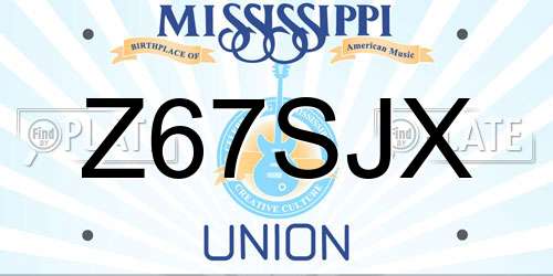 Z67SJX Mississippi License Plate
