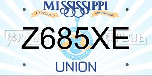 Z685XE Mississippi License Plate