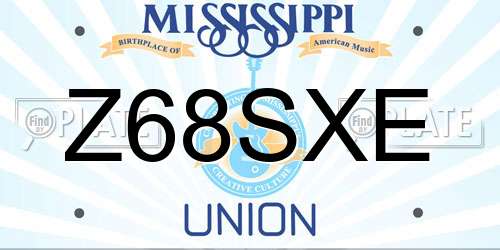 Z68SXE Mississippi License Plate