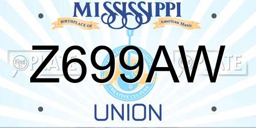 Z699AW Mississippi License Plate