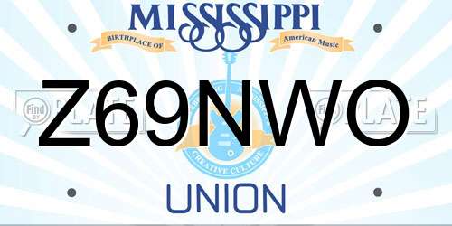 Z69NWO Mississippi License Plate