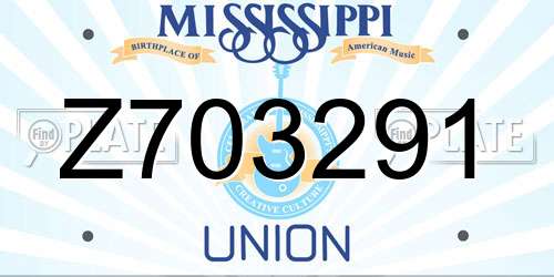 Z703291 Mississippi License Plate