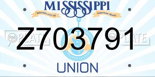 Z703791 Mississippi License Plate