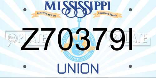 Z70379I Mississippi License Plate