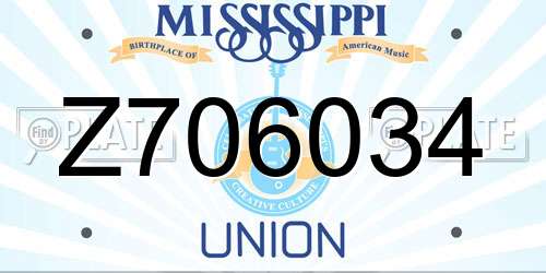 Z706034 Mississippi License Plate