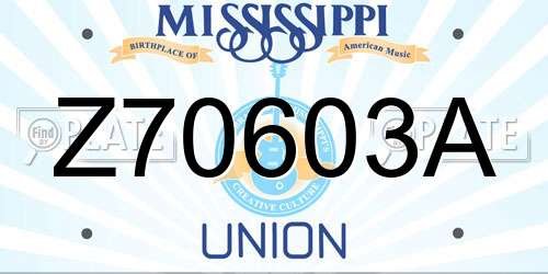Z70603A Mississippi License Plate