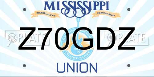 Z70GDZ Mississippi License Plate