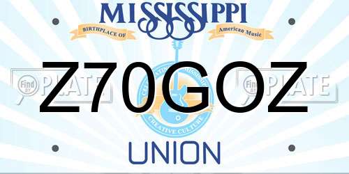 Z70GOZ Mississippi License Plate