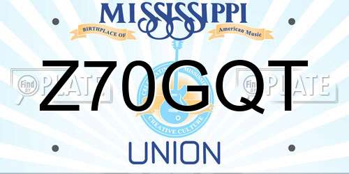 Z70GQT Mississippi License Plate