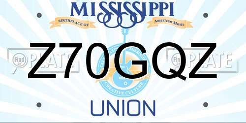Z70GQZ Mississippi License Plate