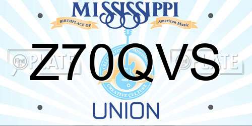 Z70QVS Mississippi License Plate