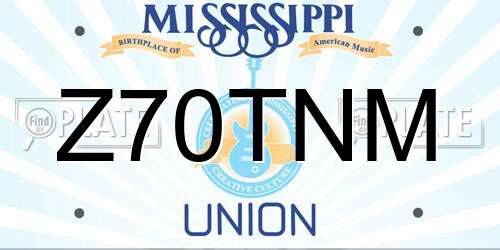 Z70TNM Mississippi License Plate