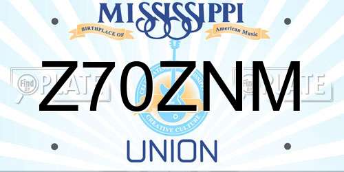 Z70ZNM Mississippi License Plate