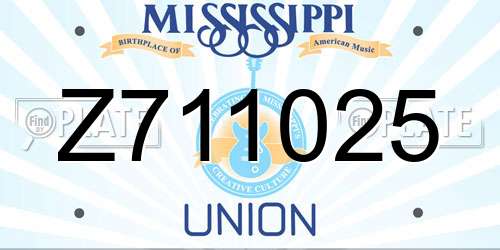 Z711025 Mississippi License Plate