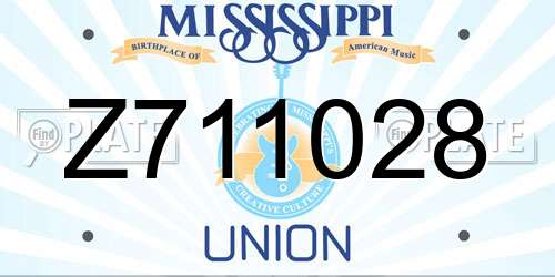 Z711028 Mississippi License Plate