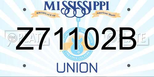 Z71102B Mississippi License Plate