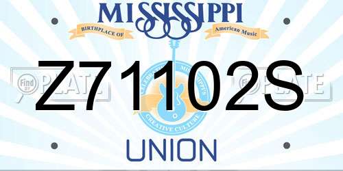 Z71102S Mississippi License Plate