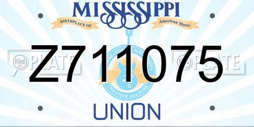 Z711075 Mississippi License Plate