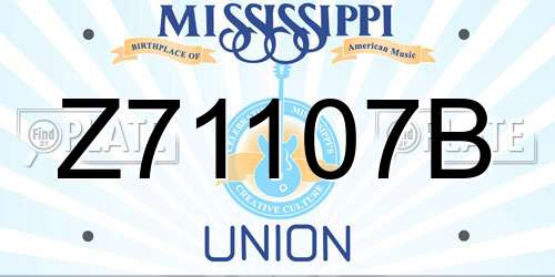 Z71107B Mississippi License Plate