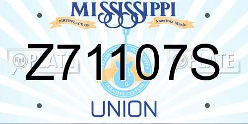 Z71107S Mississippi License Plate
