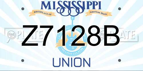 Z7128B Mississippi License Plate