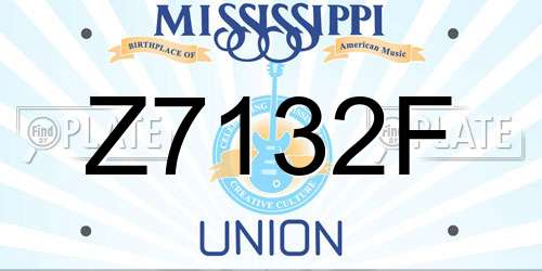 Z7132F Mississippi License Plate