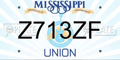 Z713ZF Mississippi License Plate