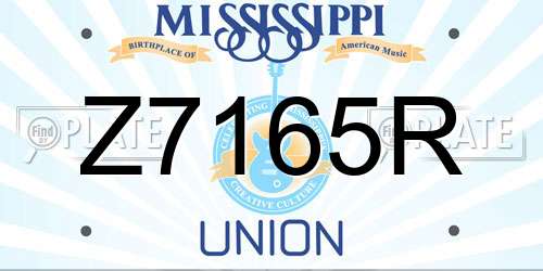 Z7165R Mississippi License Plate